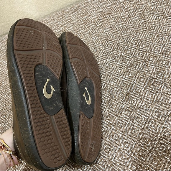 OLUKAI HONUA Leather MENS US 9MEUR 42 Brown Comfort Oxford Boat Shoes Casual - Picture 7 of 10